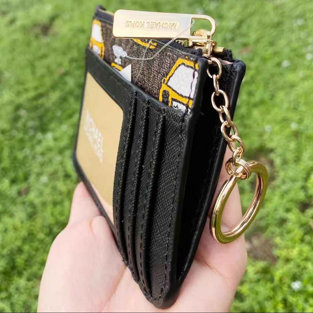 Michael Kors Jet Set Small Top Zip Coin Pouch ID Card Holder New York City Taxi - Picture 7 of 8